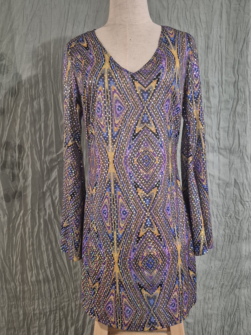 California Costumes Purple and Gold Geometric Mini Dress